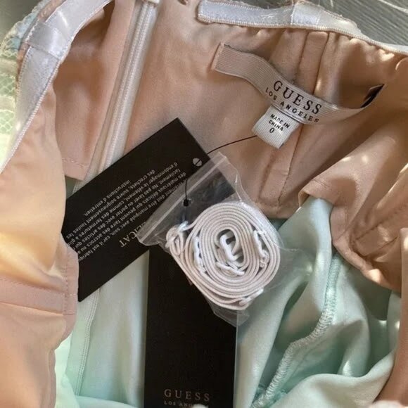 GUESS strapless sultry pastel winter mint green lace dress sz 0 - Picture 7 of 10